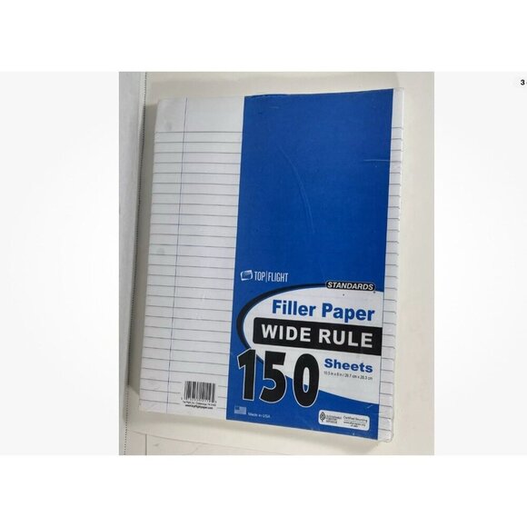 10 Packs Top Flight Standards Filler Paper Wide Rule 150 Sheets 10.5 in X 8 in - Picture 2 of 4